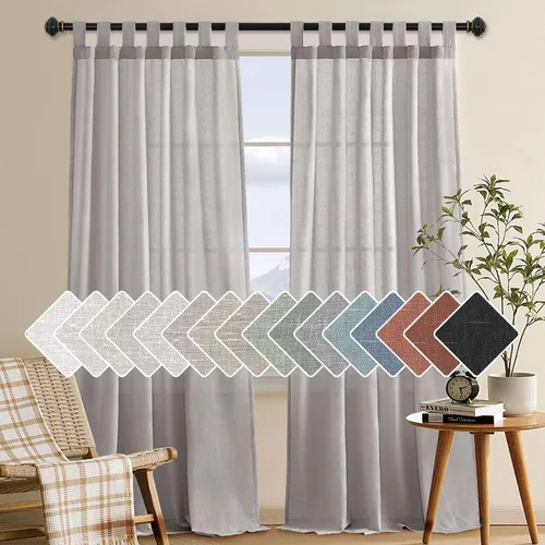 Miniatura 9 de H.VERSAILTEX Cortinas aireadas mezcladas de lino natural con pestaña superior para sala de estar, decoración del hogar, material suave y rico que