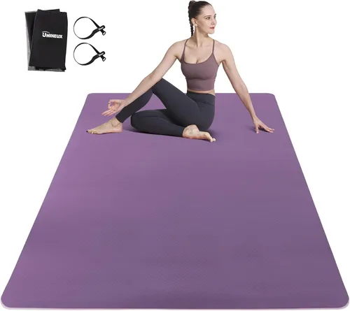 Miniatura 13 de UMINEUX Tapete de yoga grande para hombres y mujeres de 1/4 y 2/5 pulgadas, extra grueso, TPE para entrenamiento en casa, gimnasio, antideslizante