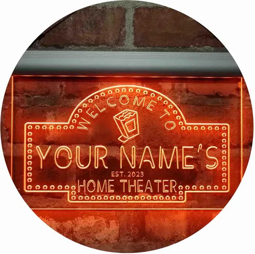 Miniatura 13 de ADVPRO Letrero de neón LED de doble color con tema de cine en casa, diseño personalizado de este año, azul y rojo, 16 x 12 pulgadas