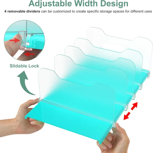 Miniatura 4 de SURETIVIAN Organizador de congelador de 12 pulgadas visible para refrigerador con divisores y asas extraíbles, ajustable libremente, se adapta al
