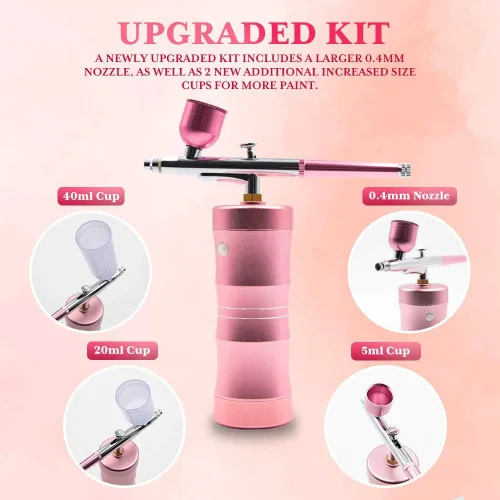Miniatura 5 de Quevina - Kit de aerógrafo inalámbrico de 27 PSI, mini pistola de aire portátil de mano con compresor, aerógrafo para línea capilar de peluquería