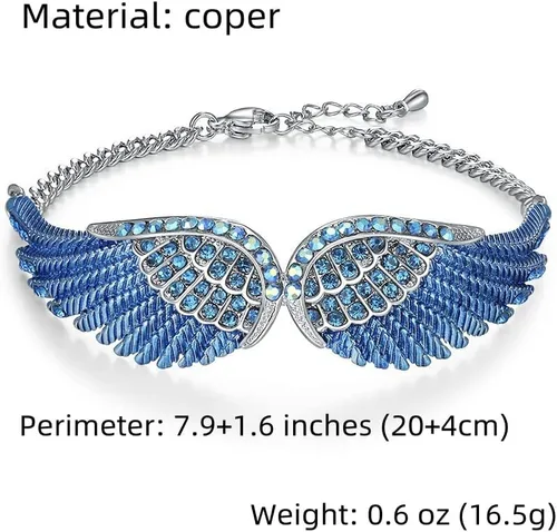 Miniatura 2 de Pulseras de alas angulares para mujer, pulsera de cadena ajustable chapada en plata, brazalete de ala de ángel para mujer, cumpleaños, Navidad, día
