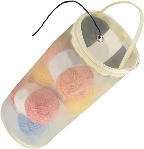 Miniatura 5 de Housoutil Bolsa de almacenamiento de hilo de punto Bolsa de almacenamiento de lana de malla Accesorios de ganchillo Organizador de asas