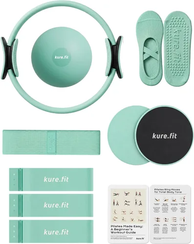 Miniatura 22 de Kit de pilates para mujer - Juego de equipo de pilates para el hogar con anillo, pelota y bandas de resistencia Kit de pilates con accesorios