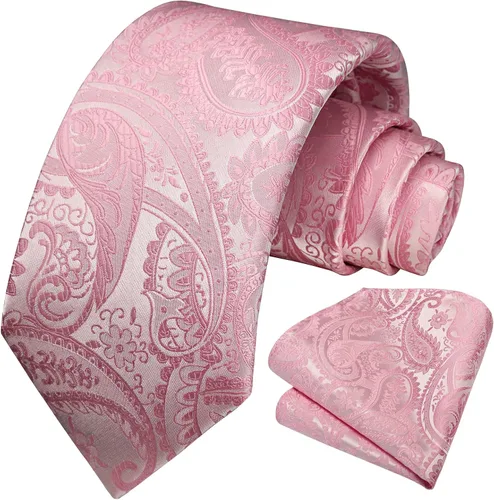 Miniatura 22 de HISDERN Corbatas para hombre, corbata de cachemira y bolsillo cuadrado tejido clásico floral para hombre, corbata de fiesta de boda