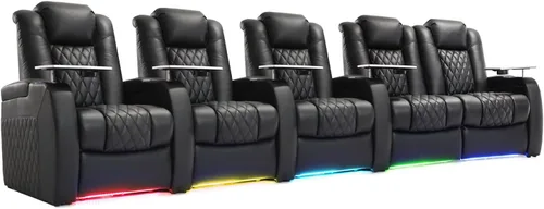 Miniatura 51 de Weilianda Asientos de Cine en Casa de Cuero de Grano Superior Silla Reclinable con Reposacabezas Eléctrico y Reclinación Asientos de Película Sofá