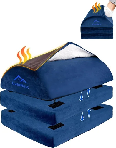 Miniatura 8 de EverRest Reposapiés debajo del escritorio para uso en la oficina, pies más cálidos, 3 alturas ajustables, taburete ergonómico alto para silla