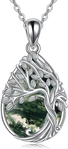 Miniatura 104 de ONEFINITY Collar de plata de ley 925 con diseño de árbol de la vida con colgante de nudo celta de concha de abulón para mujer