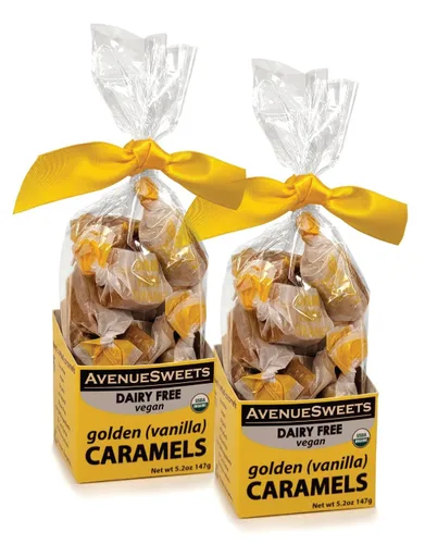 AvenueSweets - Caramelos suaves hechos a mano sin lácteos veganos envueltos individualmente - 2 cajas de 5.2 onzas - Vainilla