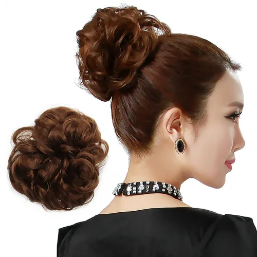 Miniatura 4 de onedor Señoras rizado ondulado sintético o Messy Plato extensión rizada moño de pelo Coletero Moño Bandeja Ponytail