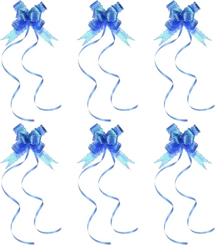 PATIKIL Lazos iridiscentes de 2.2 pulgadas, paquete de 40 lazos de cuerda para envolver regalos, corbatín decorativo para bodas, fiestas, Azul oscuro