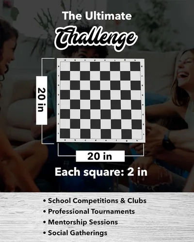 Miniatura 6 de Juego de ajedrez de torneo de mejor valor: piezas de ajedrez rellenas y tablero de ajedrez de vinilo negro enrollable