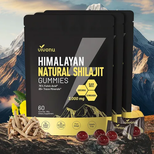 Miniatura 10 de Gomitas Shilajit, Shilajit para hombres y mujeres Fórmula 10 en 1 de alta potencia de 4000 mg con shilajit puro del Himalaya, Ashwagandha y 75%