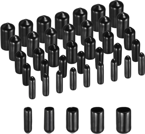 Miniatura 24 de uxcell 100 tapas redondas de goma para extremos de goma, tapas protectoras de rosca de tornillo de 1/2 pulgadas, 5/8 pulgadas, 3/4 pulgadas, 7/8