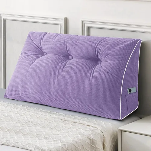 Miniatura 53 de Sasttie - Almohada de cabecero completa, almohada de cuña para cabecero para sentarse en la cama, cojín triangular de apoyo para la espalda
