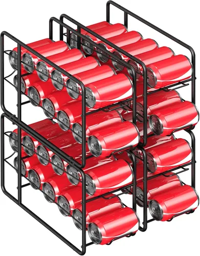 Miniatura 8 de MOOACE Paquete de 4 Estantes Dispensadores de Latas, Organizador Soporte Apilable de Almacenamiento de Latas para Alimentos Enlatados Gabinete