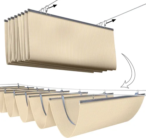 Miniatura 6 de E&K Sunrise - Toldo retráctil para pérgola, cubierta de sombra, toldo colgante de alambre deslizante, tela de sombra de repuesto, pantalla ondulada
