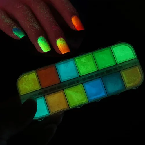 Miniatura 6 de Polvo luminoso de uñas de 12 colores, pigmento fluorescente holográfico, brillo holográfico, arte de uñas, diseño de polvo, suministros de uñas