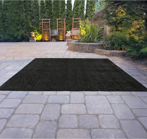 Miniatura 2 de Garland Rug Alfombra de césped artificial de 5 pies x 8 pies, grande para interiores/exteriores, color negro - Negro exuberante, duradera y de bajo