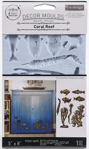 Rediseño con Prima Redisign Furniture Decor Moulds® Coral Reef de 5 x 8 pulgadas, grosor de 0.315 in de grosor para aparador de funiture, chocolate,