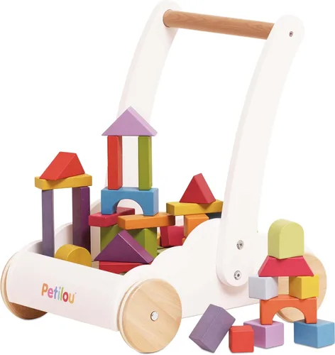 Le Toy Van - Petilou - Caminante de madera para niños pequeños y bebés | Andador educativo de nube arcoíris | Adecuado para un niño o niña de 1 año