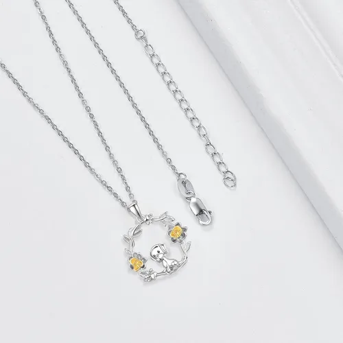 Miniatura 3 de Dreamboat Collar de plata de ley 925 con diseño de animales para mujeres y niñas, collar de flores, día de la madre, fiesta de cumpleaños, joyería