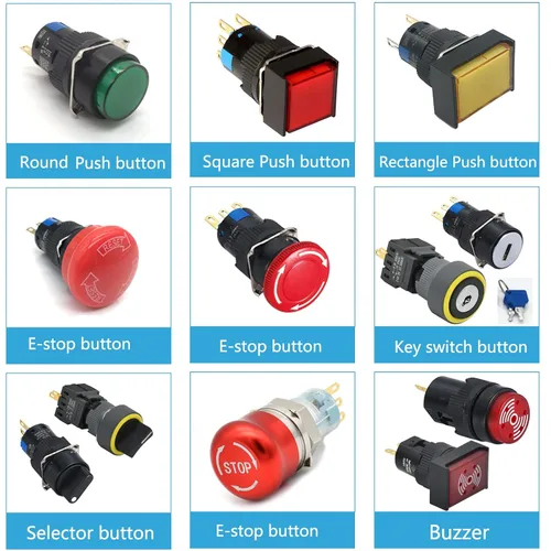 Miniatura 5 de Interruptor de botón pulsador de 0.630 in, 0.63 pulgadas, certificación UL redondo con luz LED de 24 V CC, 1 NC, SPDT, 5 pines con enchufe de Verde