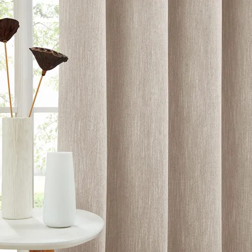 Miniatura 48 de Melodieux Elegantes cortinas opacas de algodón para oscurecer la habitación, para sala de estar, dormitorio, con aislamiento térmico, paneles