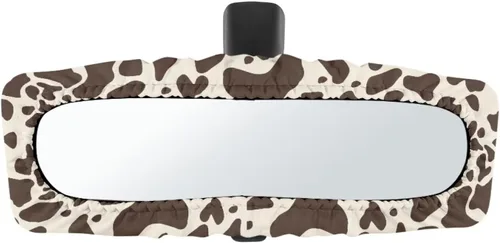 Miniatura 26 de Funda para espejo retrovisor de automóvil con estampado de vaca negro, protector de espejo retrovisor automático elástico