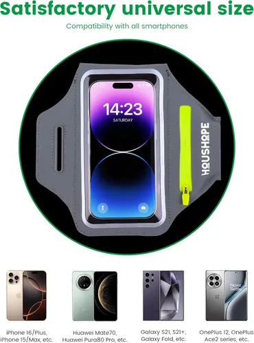 Miniatura 3 de Brazalete para correr con brazalete de teléfono celular para iPhone 17 16 Pro 15 14 13 Plus XR XS, Galaxy S24/S10 resistente al agua Funda