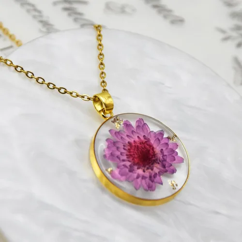 Miniatura 31 de Pressed Flower Necklace Gift for Women Personalized Handmade Necklaces Birth Flower Necklace
