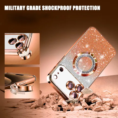 Miniatura 346 de Misscase Funda magnética con purpurina para iPhone 11 compatible con MagSafe, protección completa, delgada, a prueba de golpes, antiarañazos