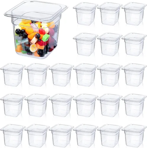 Miniatura 8 de Yinder 6 Piezas Bandejas de Plástico Transparente para Alimentos Tamaño 1/6 Recipientes de Policarbonato Apilables con Indicador de Capacidad
