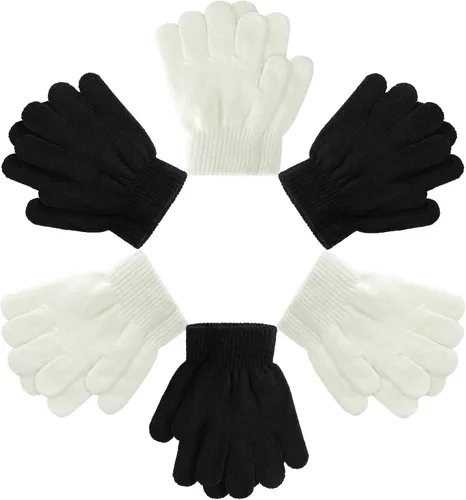 Miniatura 14 de Boao 6 pares de guantes para niños, dedos completos, guantes de punto para niños pequeños, guantes cálidos de invierno para niños y niñas