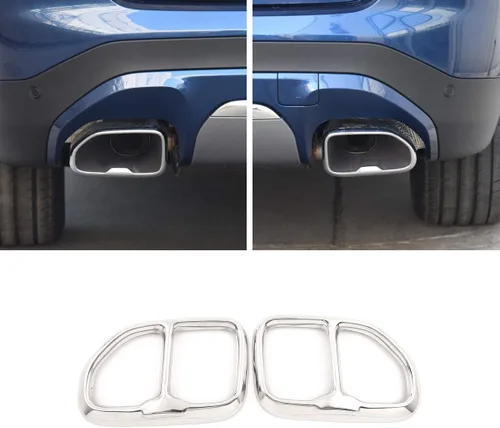 Miniatura 5 de Cubierta de tubo de escape de coche de acero inoxidable 304 2 piezas para BMW X3 G01 2018-2020 Accesorios de coche (plata brillante, estilo 1)