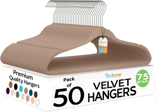 Miniatura 9 de Techzoo Perchas de Terciopelo Premium Paquete de 50 Perchas Ultra Delgadas Antideslizantes de Fieltro para Adultos que Ahorran Espacio para Perchas