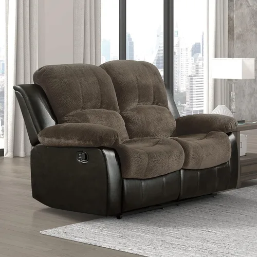Miniatura 16 de Lexicon Baluze - Sofá reclinable doble de piel sintética suave, lengüeta de extracción manual, soporte de pared, espuma de alta densidad, marco