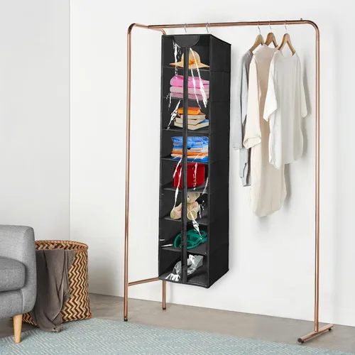 Miniatura 3 de Organizador colgante de PVC transparente de 8 niveles con cremallera, estantes de almacenamiento de suéter con cubierta, organizador de zapatos