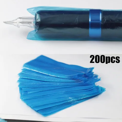 Miniatura 3 de 200pcs cubiertas azules de la pluma del tatuaje, mangas plásticas desechables para bolígrafos estándar de la máquina
