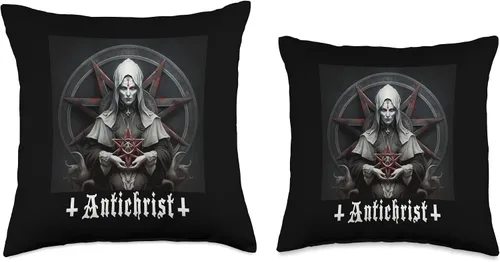 Miniatura 3 de Satan, 666, Satanic Baphomet Tees Anticristo, Satán, Monja malvada, Satanista, Gótico, Diablo, Almohada de 16 x 16 pulgadas, Multicolor