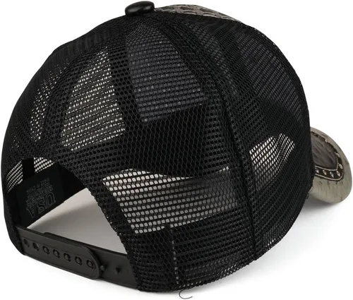 Miniatura 3 de Trendy Apparel tienda paja diseño metálico Rodeo Cowboy caballo Logo de metal camionero de malla gorra de béisbol