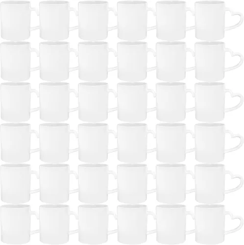 MR.R Juego de 36 tazas de café de cerámica blanca con mango de corazón para lavavajillas de 11 onzas en blanco para lavavajillas, taza clásica de 2