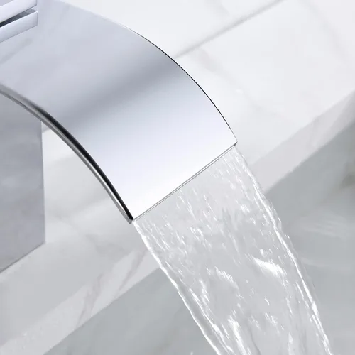 Miniatura 5 de sumerain Cascada de 8 pulgadas grifo de lavabo de baño extendido de 3 agujeros acabado cromado Cromo