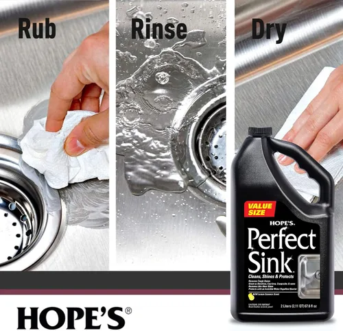 Miniatura 5 de HOPE'S Limpiador y Pulidor Perfecto para Fregaderos, Restaurador, Repelente al Agua, Elimina Manchas, Ideal para Acero Inoxidable Cepillado, Hierro