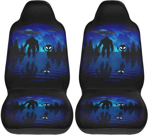 Miniatura 14 de Alien and Bigfoot - Funda de asiento delantero de automóvil para hombres y mujeres, 2 piezas, fundas de asiento automotriz para automóviles, SUV