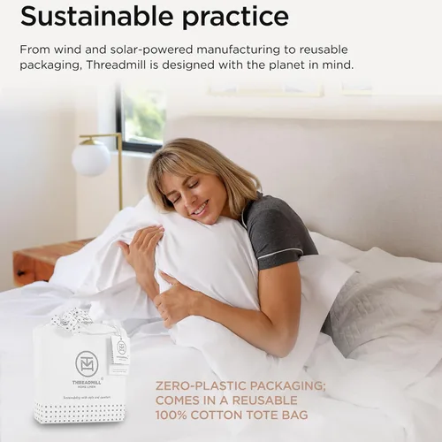 Miniatura 7 de Threadmill Sábanas de lujo de 800 hilos tamaño California King, 100% algodón, sábanas de tejido satén blanco estilo hotel, mejor que el algodón