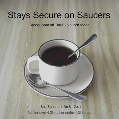 Miniatura 5 de DJ-WARE 6 cucharas de té pequeñas de 5.5 pulgadas, cucharaditas de mango corto para té dulce de 8 a 12 onzas y café con leche caliente, utensilios