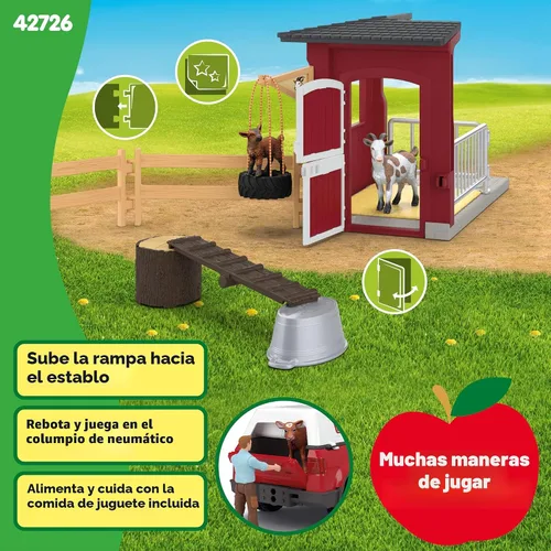 Miniatura 5 de Schleich Farm World – Juego de 31 piezas de establo de cabras con 2 figuras de cabras y accesorios – Juguetes de animales de granja para niños