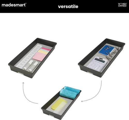 Miniatura 4 de Madesmart Organizador de almacenamiento multiusos de plástico para cajones, organizador de cajones de bajo perfil, granito