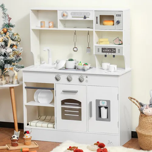 Miniatura 2 de SainSmart Jr. Cocina de Juguete para Niños, Juego de Cocina de Madera con Luces y Sonidos, Fabricadora de Hielo, Horno y Fregadero, Cocina